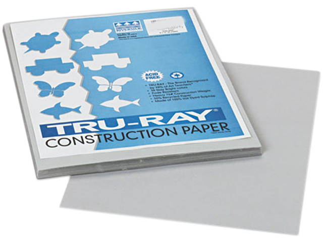 Pacon 103027 Tru-Ray Construction Paper, 76 lbs., 9 x 12, Gray, 50 Sheets/Pack