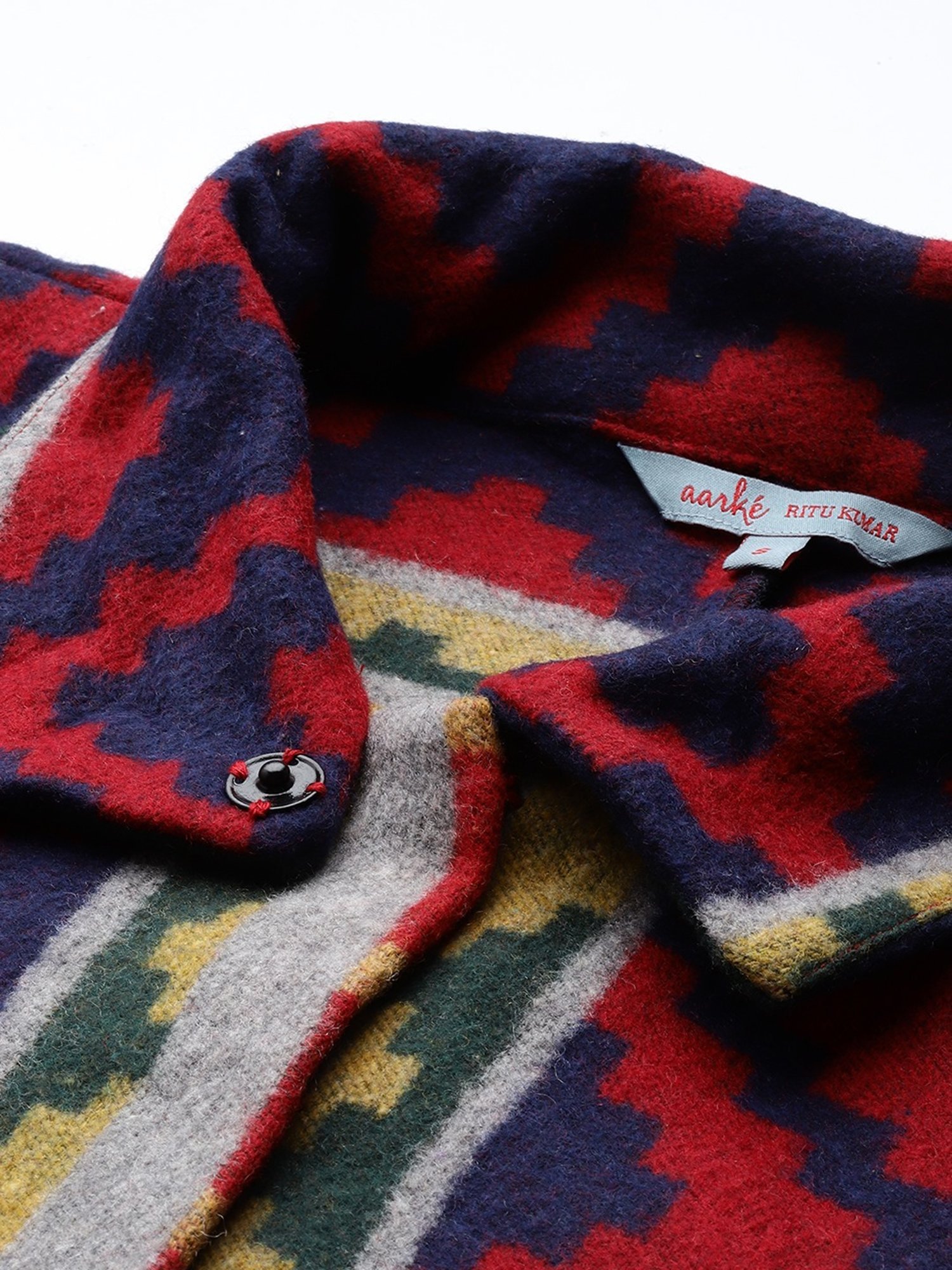 aarke Ritu Kumar Blue Multi Poly Blend Abstract Shrug