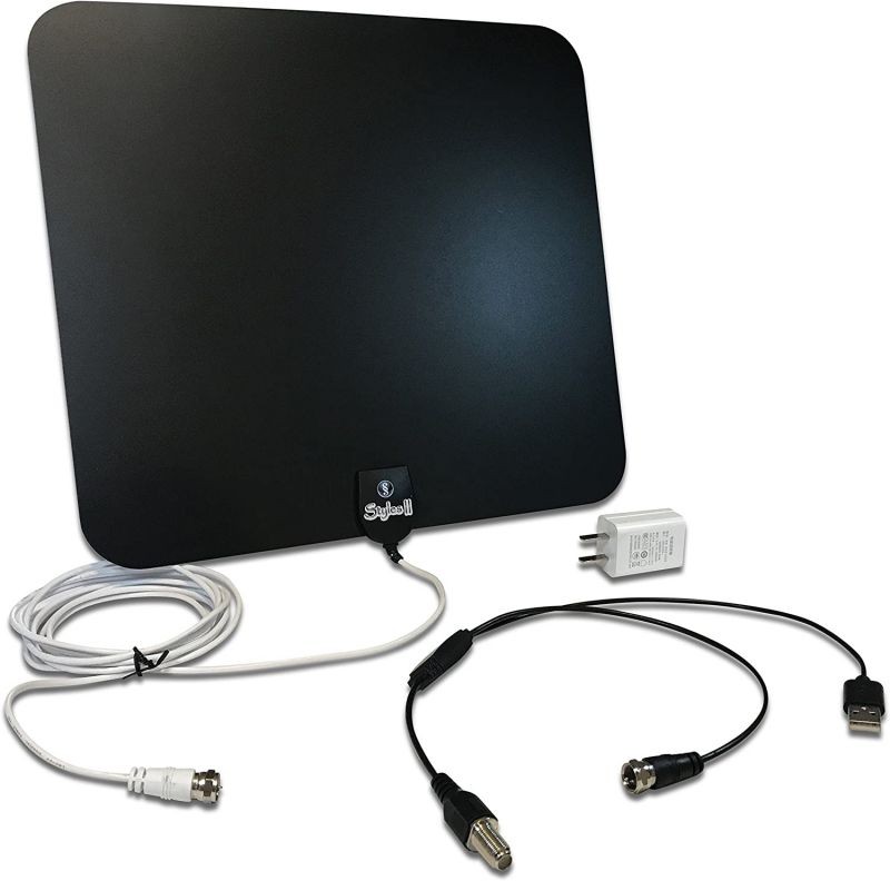 Styles II Super Thin Indoor HD TV Antenna - 50 Mile Range with Detachable Amplifier Signal Booster and 10ft High-Performance Coax Cable - Upgraded Version Better Reception