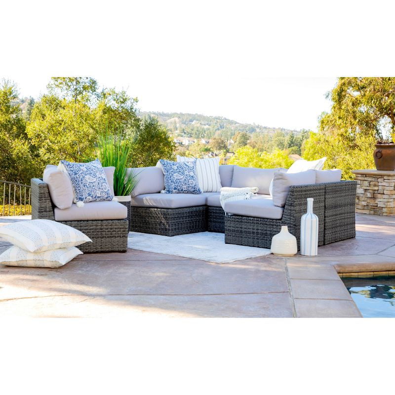 Santa Fe 6pc Outdoor Rattan Sectional Patio Set - Gray - Coaster