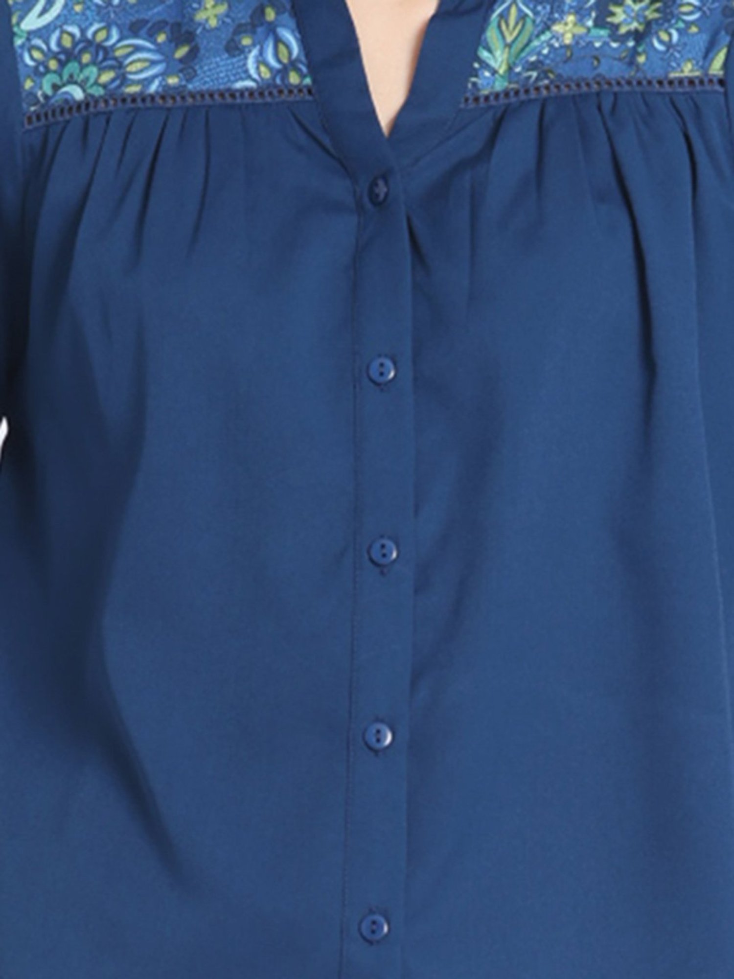 SHAYE Teal Printed Top