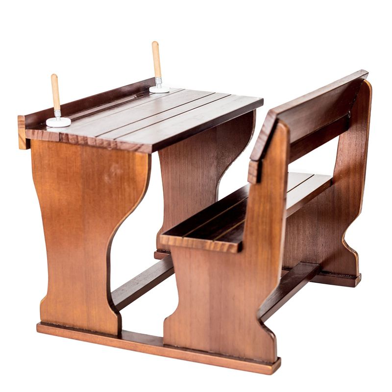 Little House Antique Style School Desk, Ink Wells & Pens Fits Two 18" Dolls