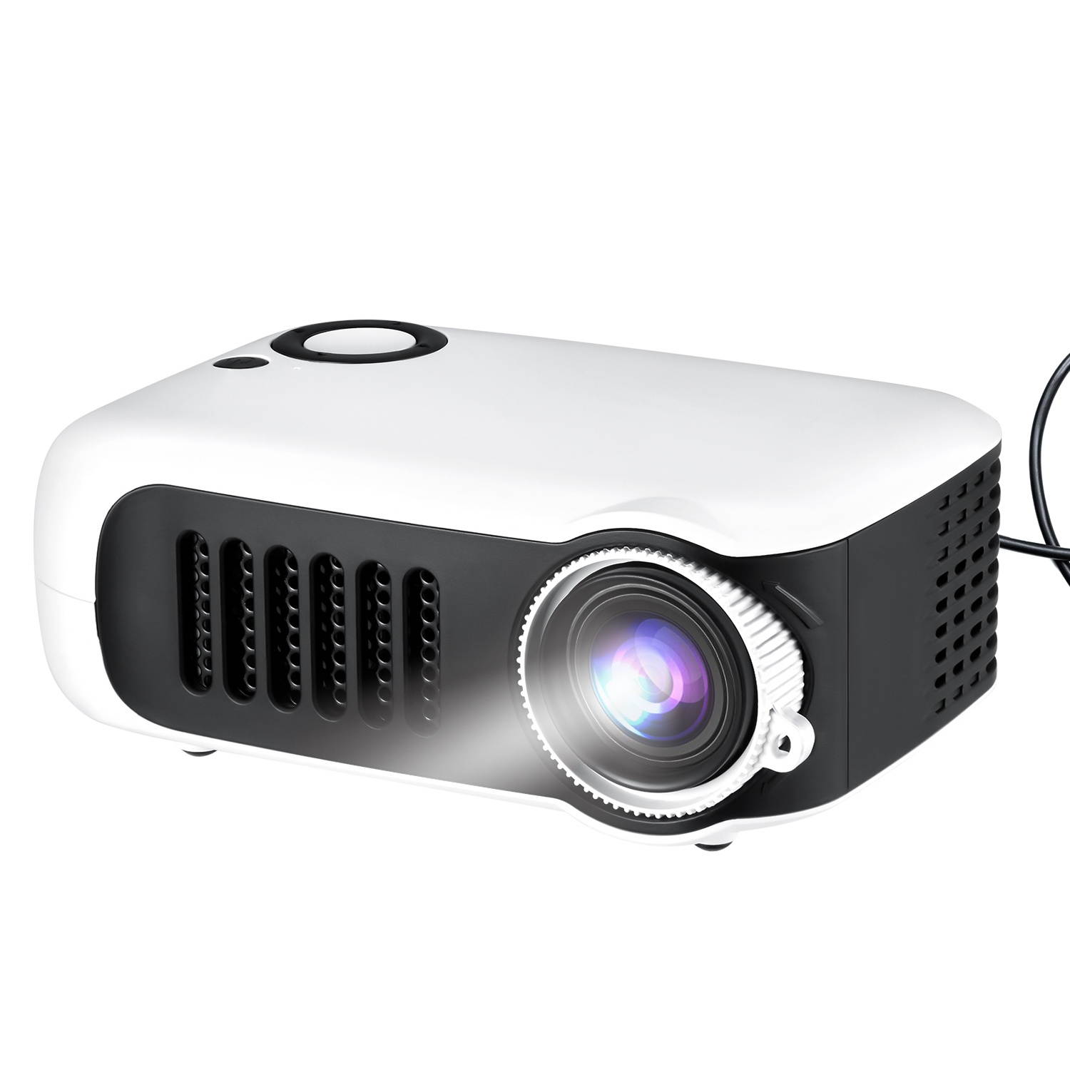 Dartwood Portable Mini Projector with HDMI, USB, and TF Memory Ports - Enhance Your Movie, TV and Gaming Experience in the Office or Bedroom (White)