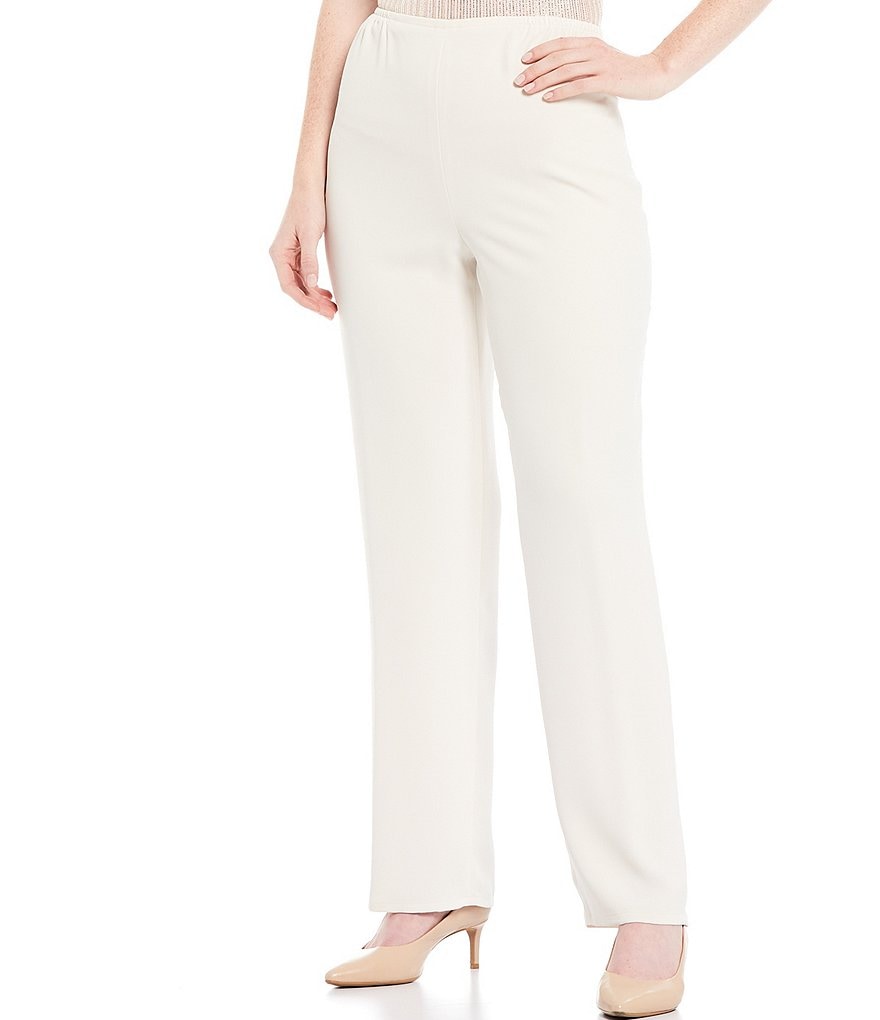 Caroline Rose Matte Crepe Pull-On Straight-Leg Pants