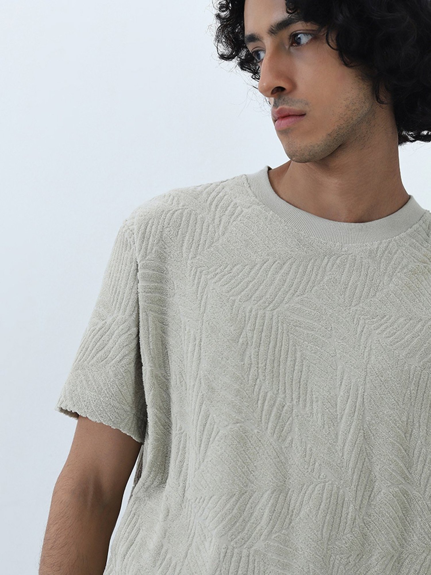ETA by Westside Sage Self-Textured Slim-Fit Cotton T-Shirt