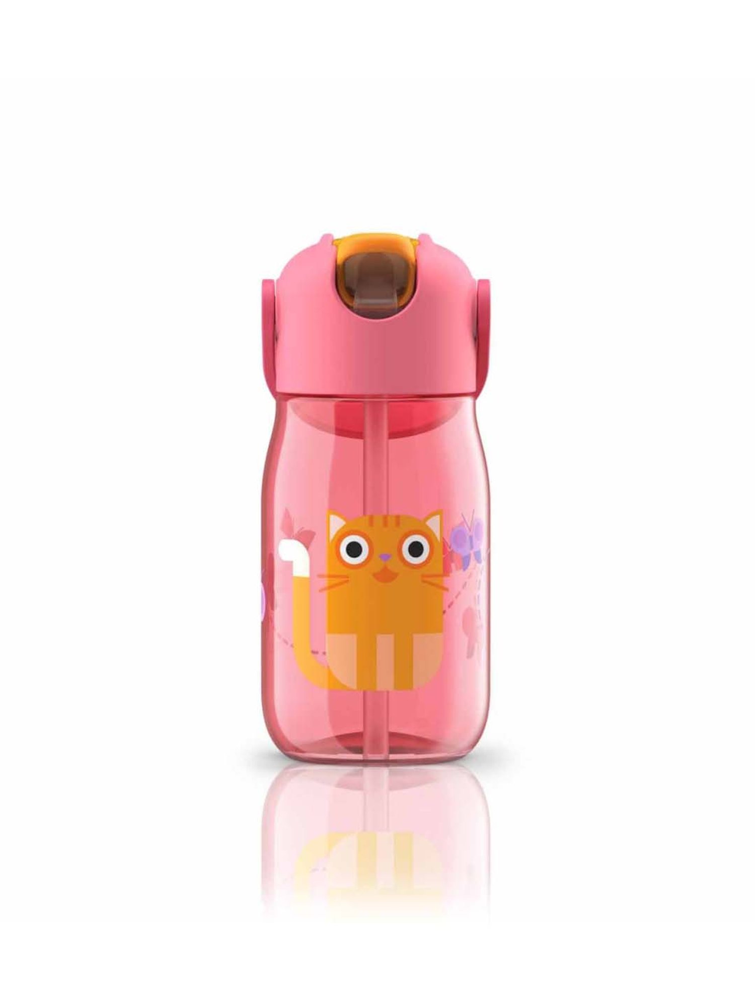 Zoku Pink 400 ML Plastic Flip Straw Bottle - Set of 1