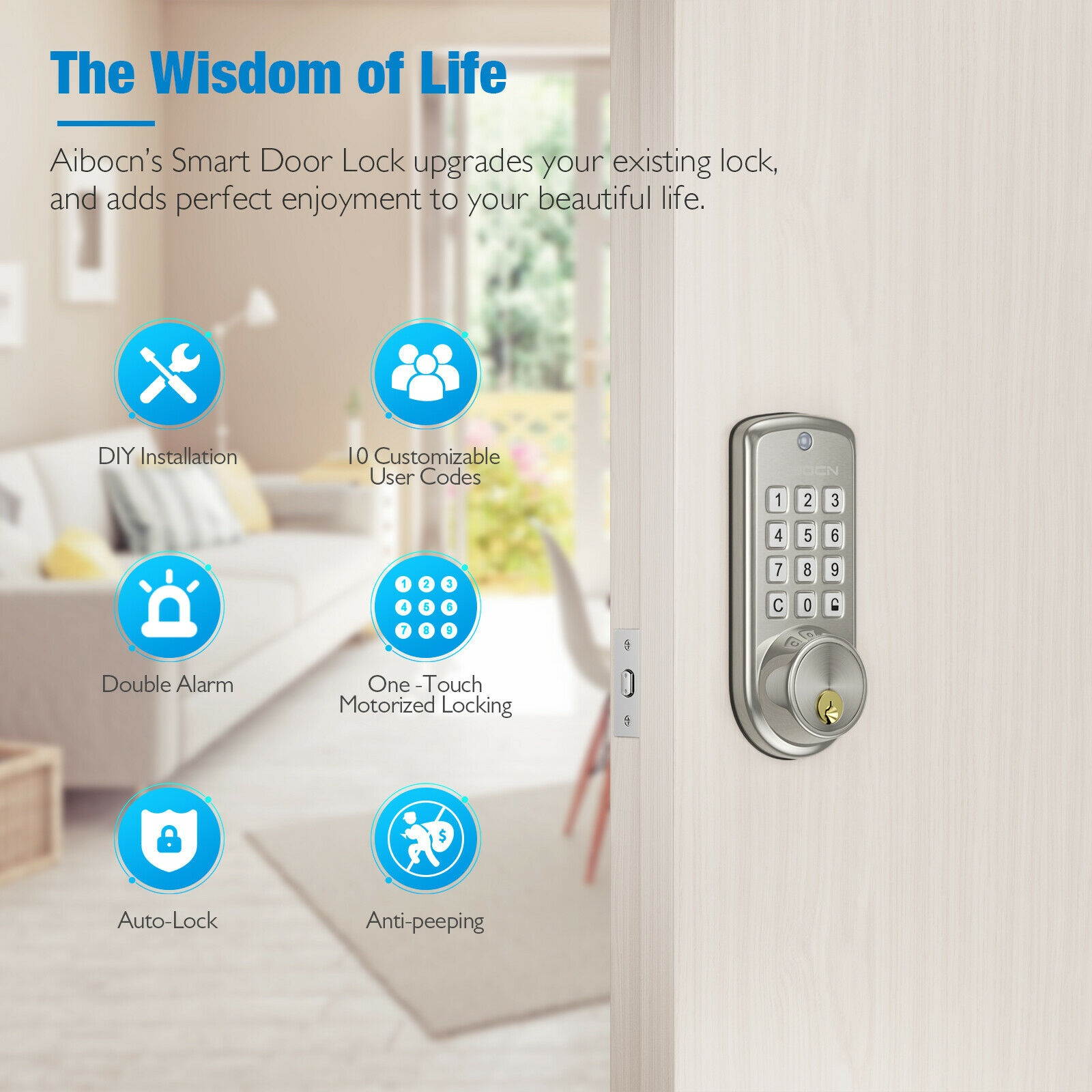 10 Digit Smart Keyless Entry Door Lock, Keypad Deadbolt Security  Lock