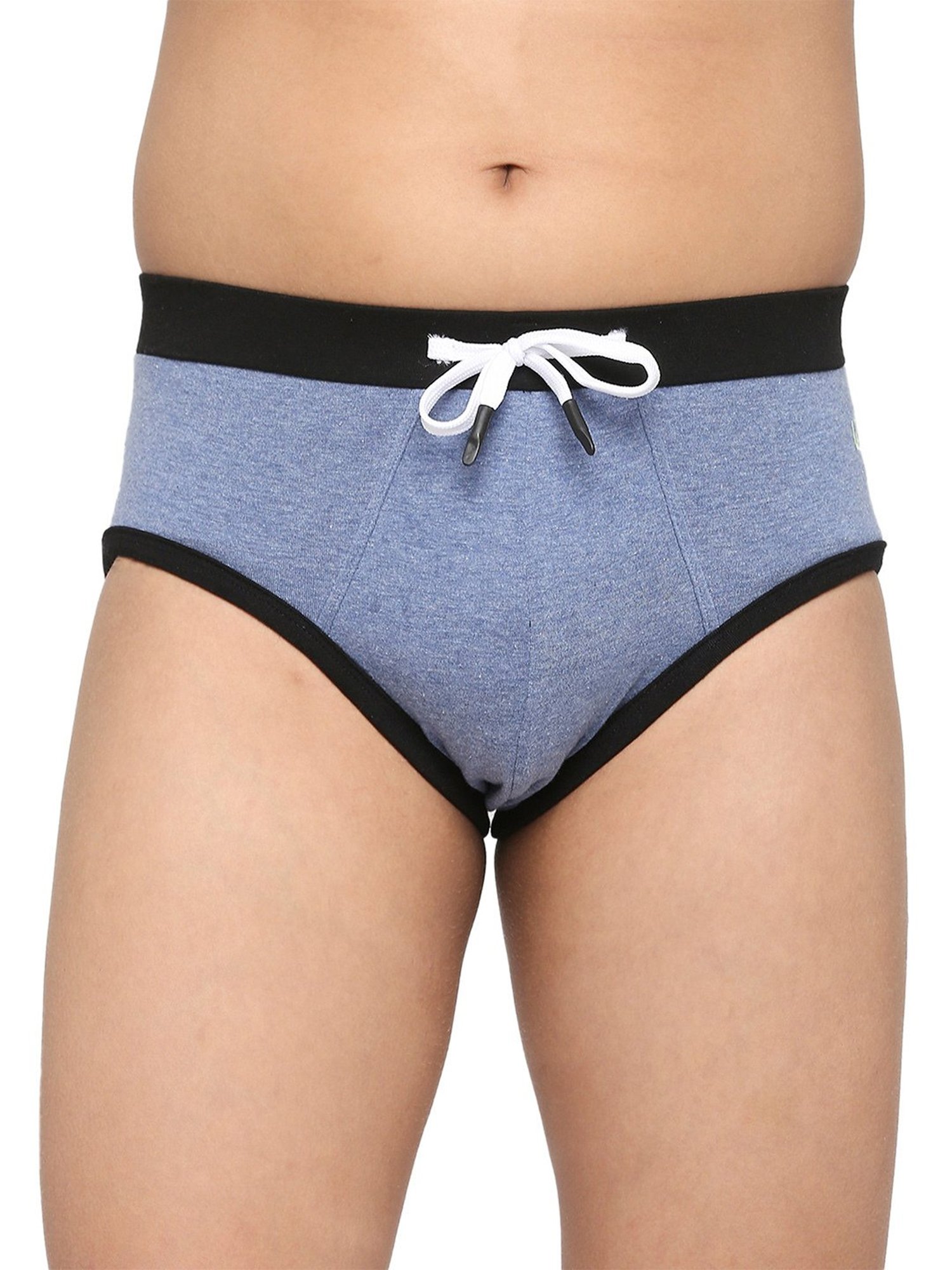 Frenchie Kids Blue & Grey Solid Briefs (Pack Of 2)