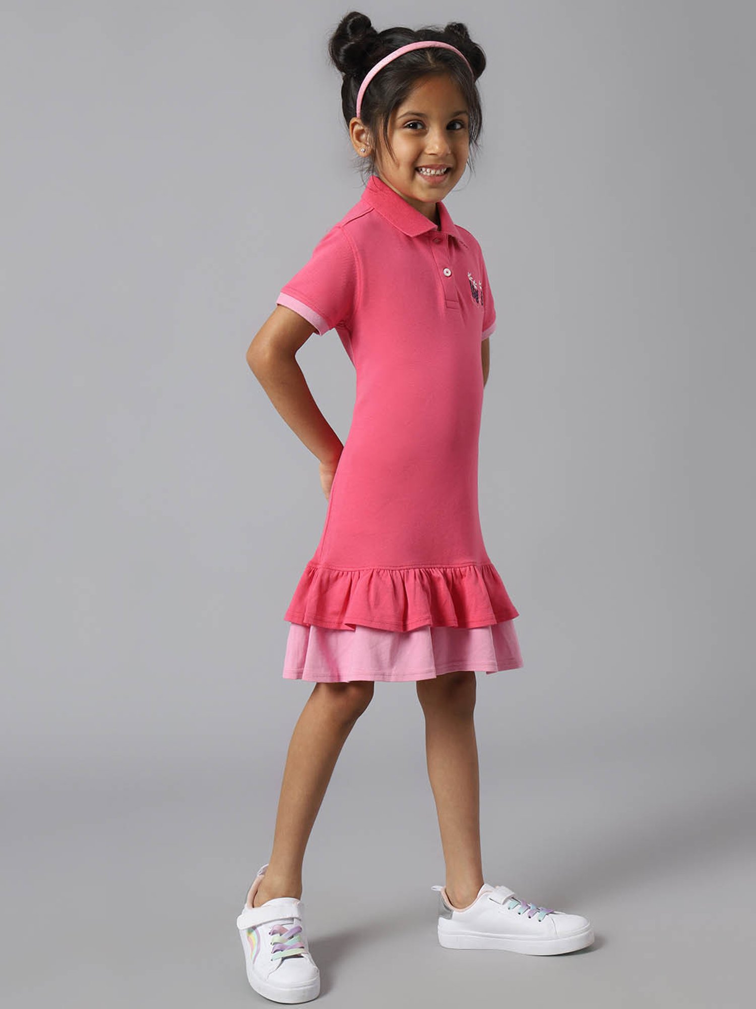 Beverly Hills Polo Club Kids Pink Solid Polo Dress