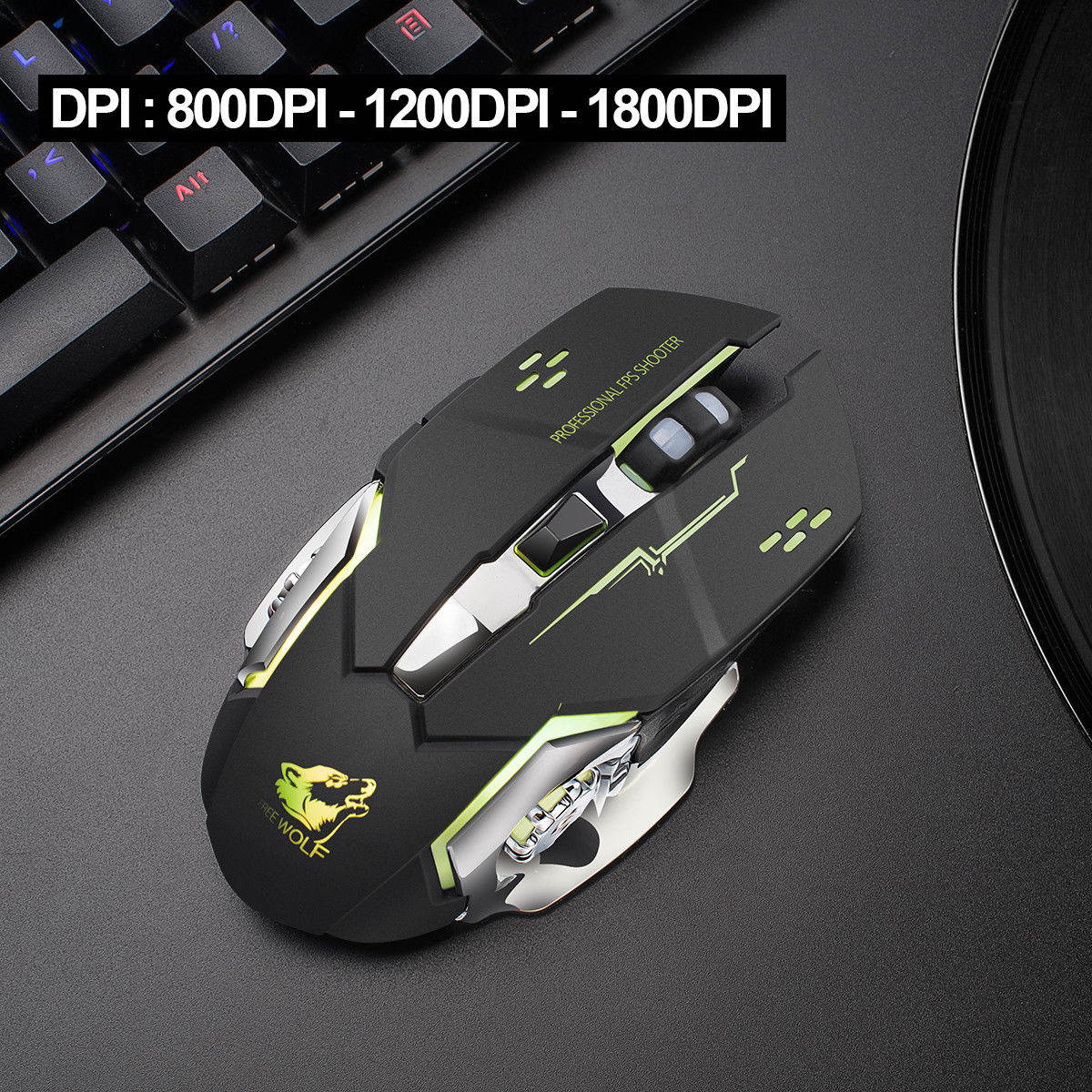 Wireless Mouse 2.4GHz X8 1800DPI Rechargeable Silent 6 Buttons 7 Colors LED Backlit Breath Usb Optical Gaming Mouse For Laptop Computer Notebook Desktop Game Office