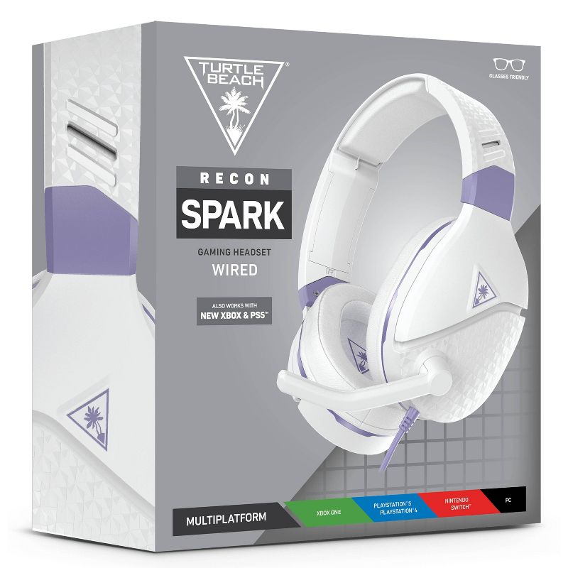 Turtle Beach Recon Spark Wired Gaming Headset for Nintendo Switch/Xbox One/Series X|S/PlayStation 4/5 - White/Purple