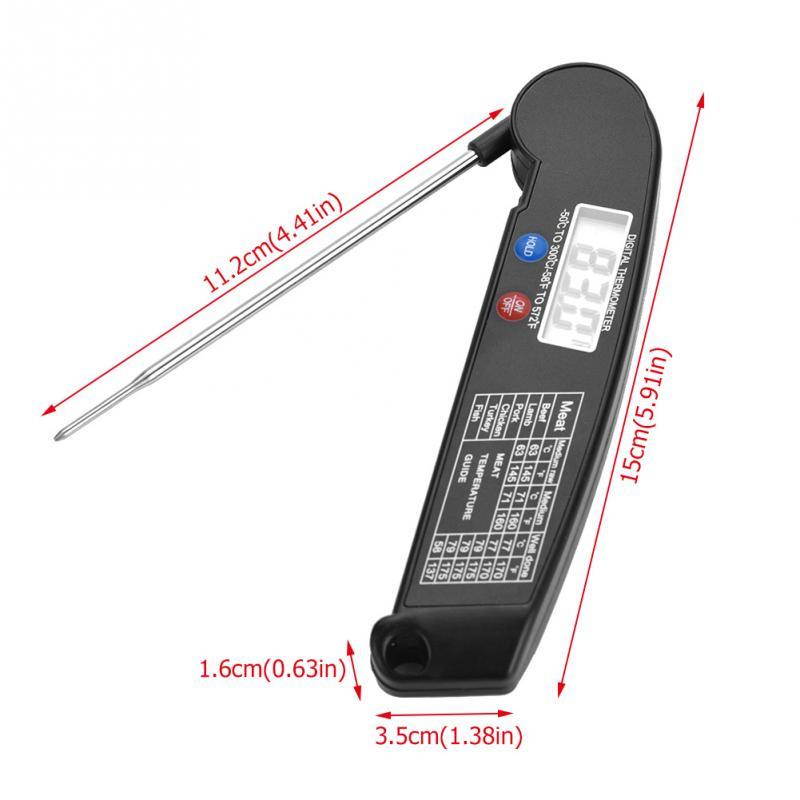 LCD Digital Food Thermometer with Foldable Probe Kitchen Cooking BBQ Grill Temp Food Thermometer