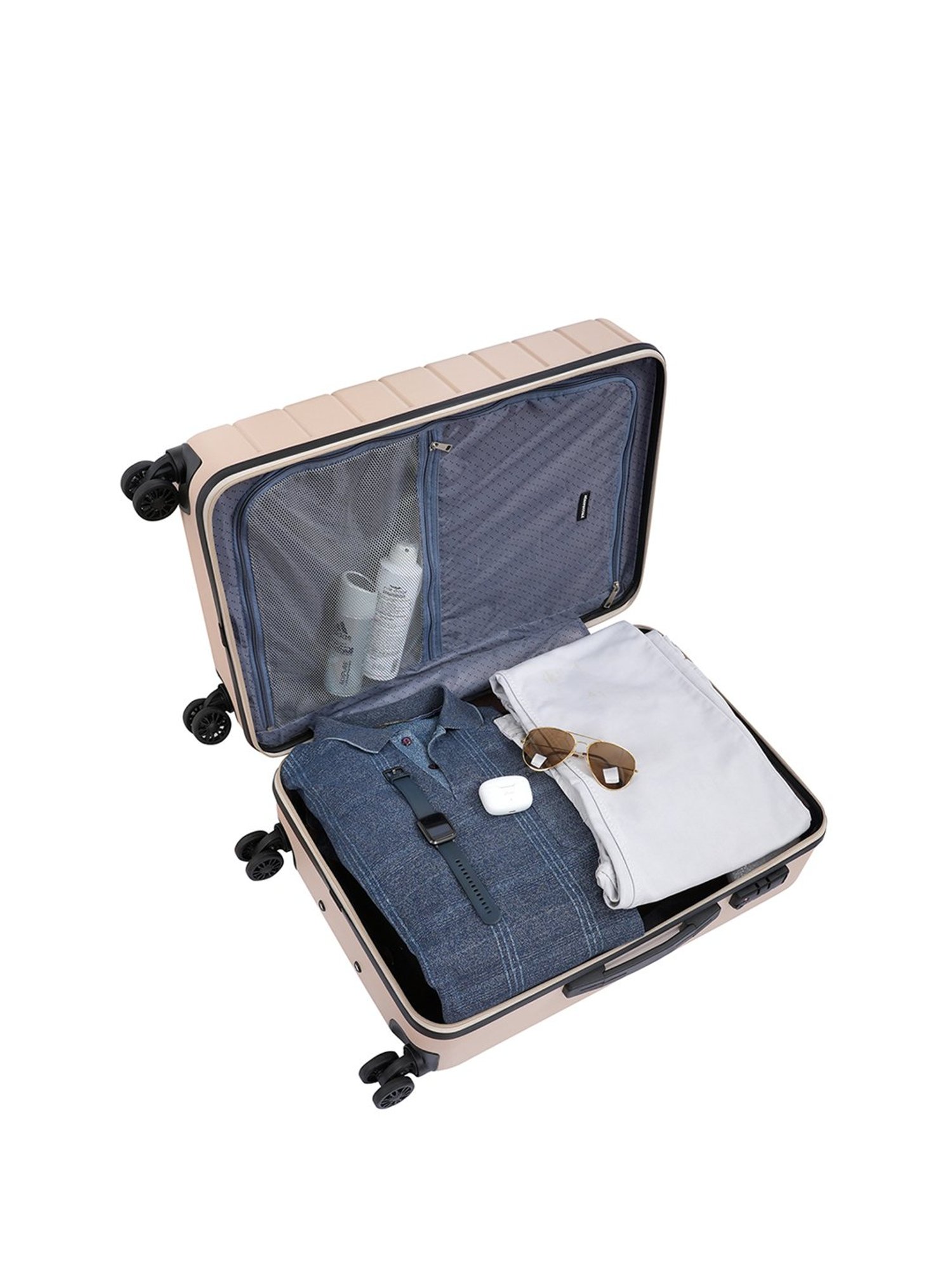 Aeropostale Stout Beige Textured Hard Medium Trolley Bag - 27 cm