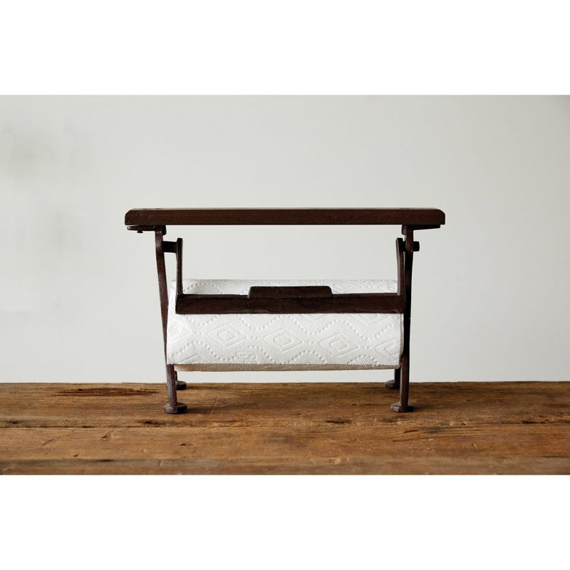 Cast Iron & Wood Paper Towel Holder - 3R Studios