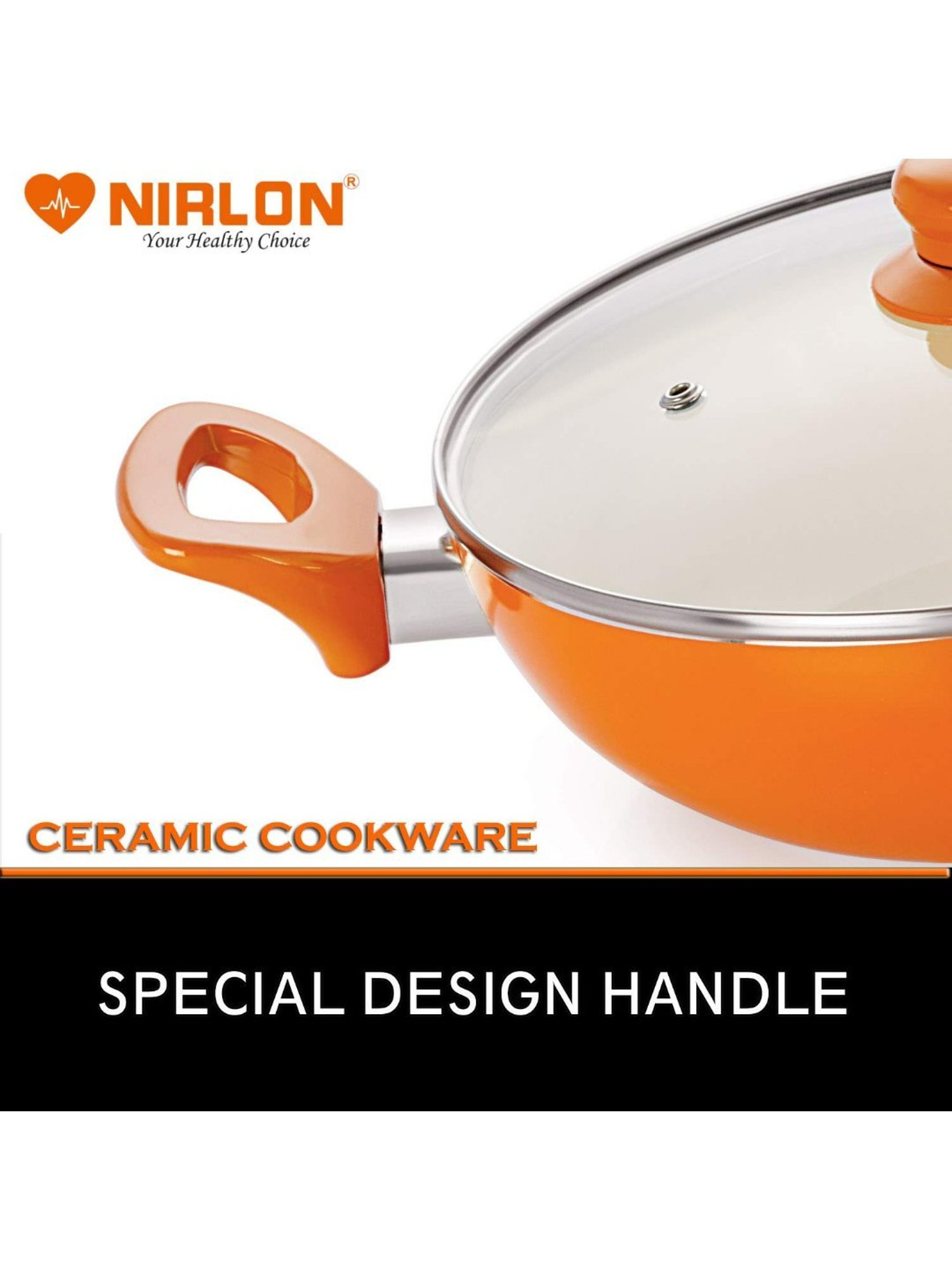 Nirlon Orange Aluminium Non-Stick Induction Cookware - Set of 2