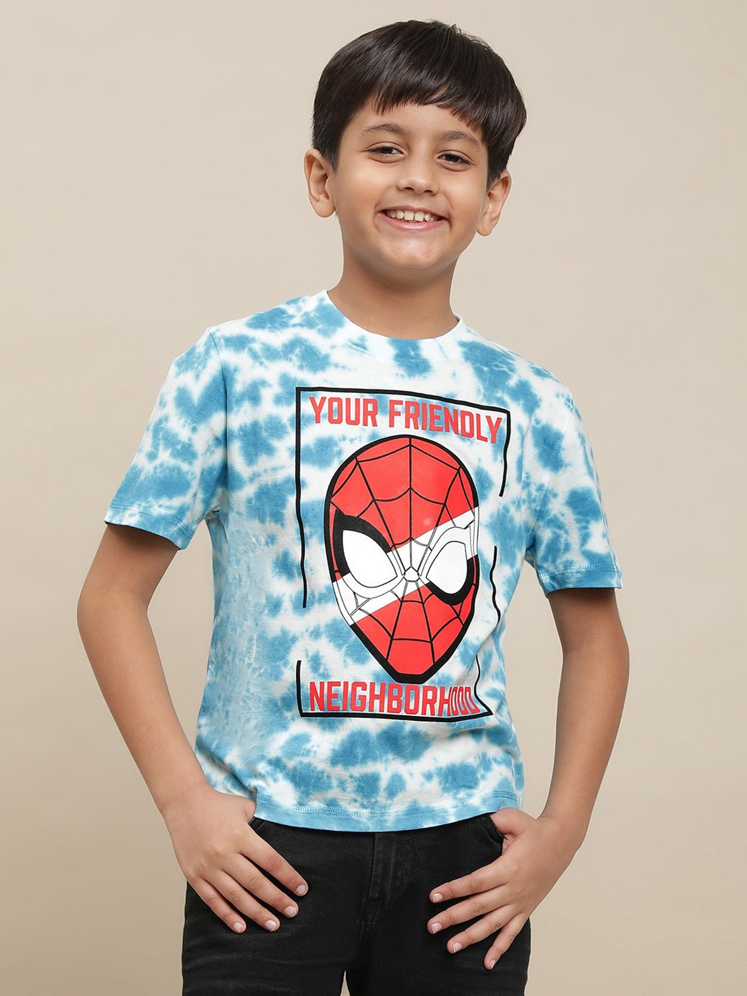 Kidsville Spiderman Printed Multi Color Tshirt For Boys