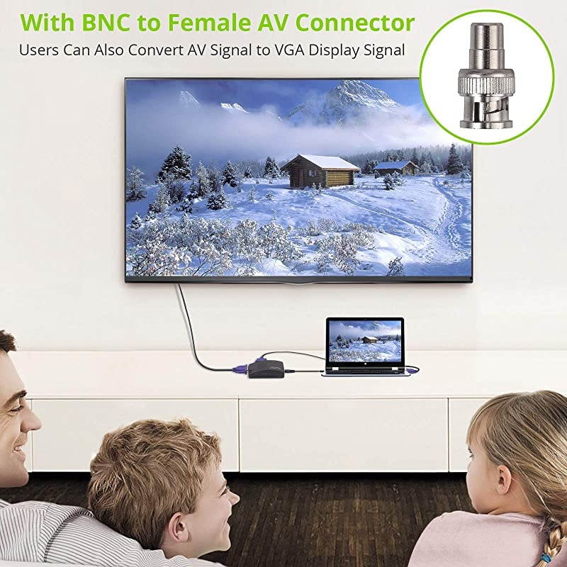 BNC SVideo VGA to VGA Converter Box PC to TV VGA Input to VGA Output Laptop Computer Monitor Converter Adapter Support PAL NTS for PC CCTV Camera DVR DVD Player