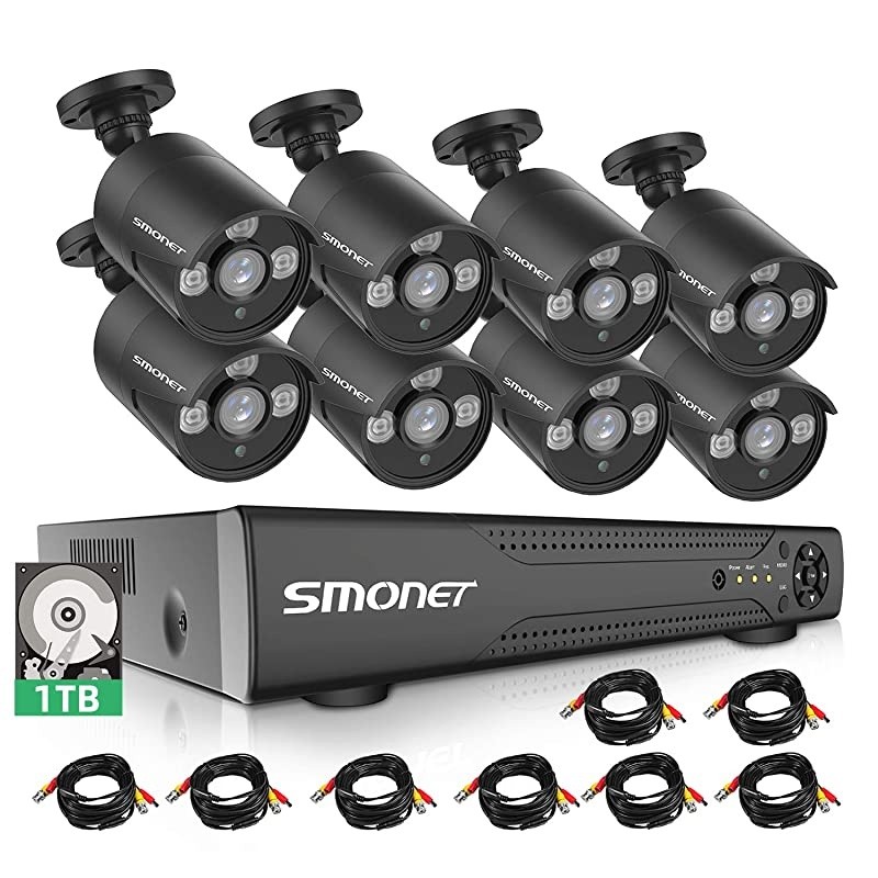 16CH Expandable?  5MP Lite Security Camera System,Wired Surveillance System Indoor Outdoor 1TB Hard Drive,8x1080P IP66 Waterproof Home CCTV Cameras,DVR Kits,Easy Remote,Night Vision,Playback