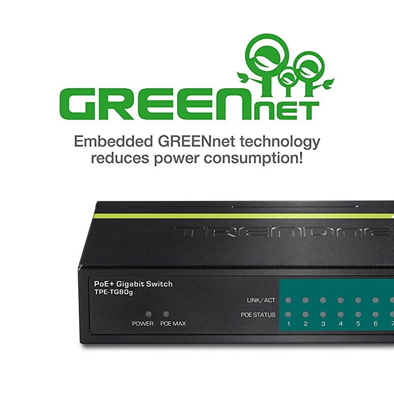 8-Port Gigabit PoE+ Switch, 8 x Gigabit PoE+ Ports, 123W PoE Power Budget, 16 Gbps Switching Capacity, Desktop Switch, Ethernet Network Switch, Metal, Lifetime Protection, Black, TPE-TG80G