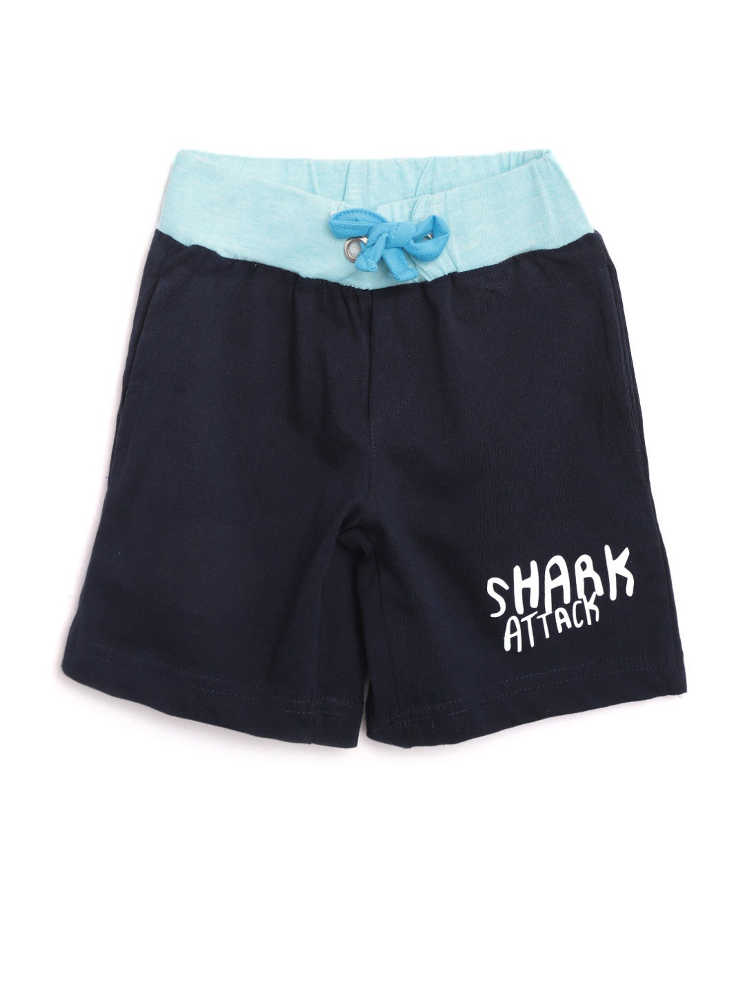 Lazy Shark Kids Navy & Blue Printed  T-Shirt with  Shorts