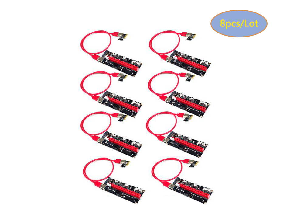 Mining Dedicated Graphics Card Extension Cable Adapter with SATA Cable X1 to X16 PCIe Riser Cable 60cm USB 3.0 Cable,PCI Express X1 to X16 GPU Mining Card, SATA,6Pin and Molex 3 Power Options-2pcs/Lot