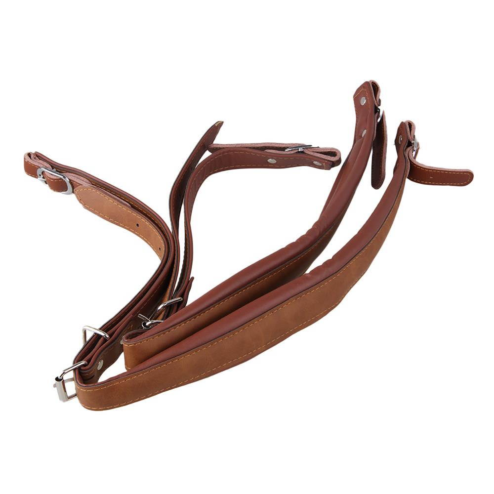 BQLZR 2 Pieces Brown Accordion Artificial Leather Shoulder Strap with Buckles