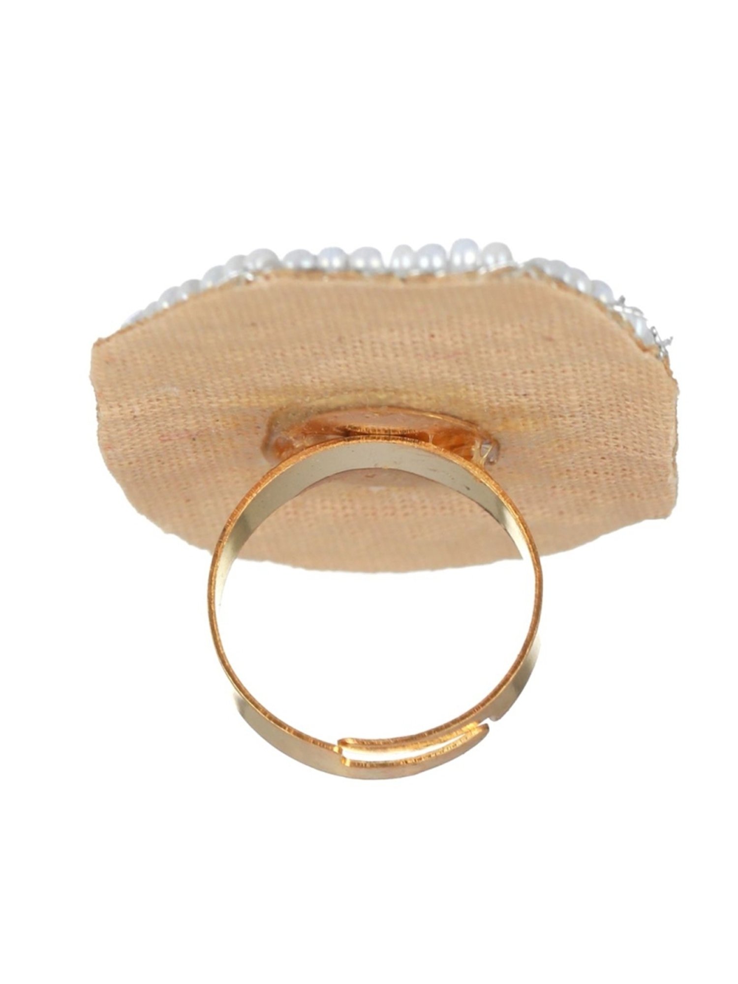 Aatmana Crystal-Studded & Beaded Gold-Plated Necklace & Earring Set with Ring