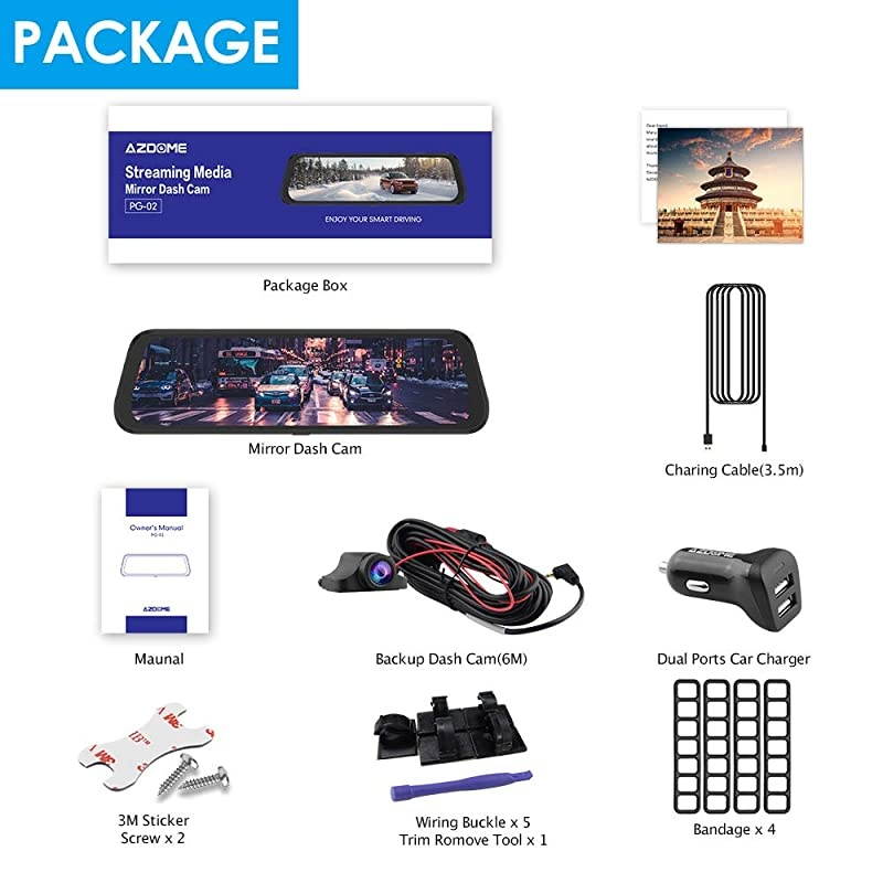 Dash Cam for Car 10quot Touch Screen 1080P HD 170 &deg;Wide Angle Front and Rear Car Camera with WDR Night Vision GSensor Lane Departure Warning SystemParking Assistance