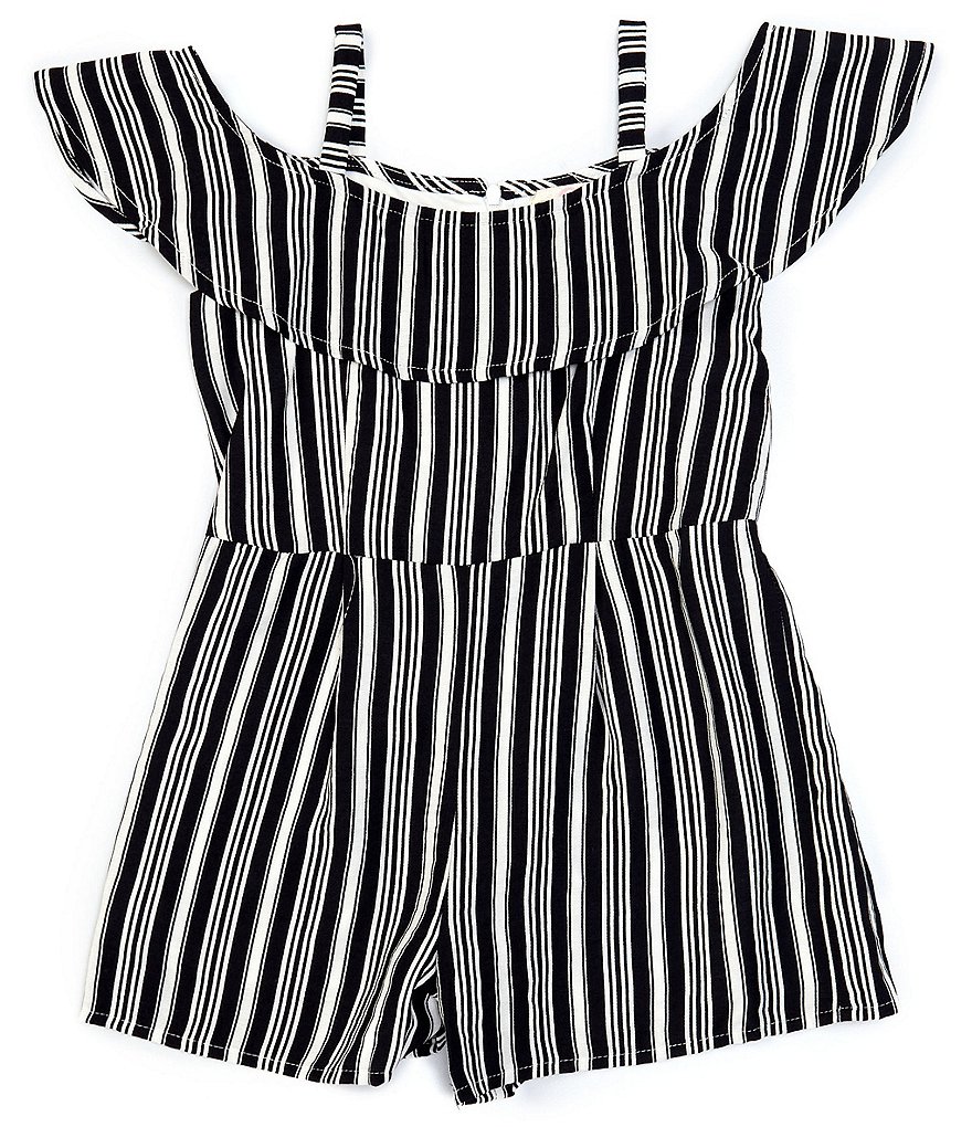 Flapdoodles Little Girls 2T-6X Short-Sleeve Kitty Paperbag-Waist Romper