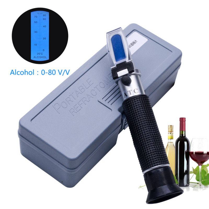 Handheld Alcohols Refractometer Alcohols Wine Volume Percent Measurement with Automatic Temperature Compensation (ATC) Ranging 0-80% v/v.