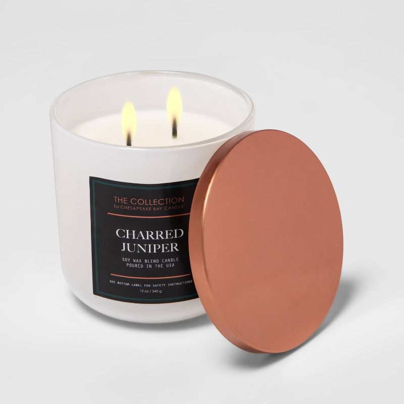 12oz Lidded Core Glass Jar 2-Wick Charred Juniper Candle - The Collection By Chesapeake Bay Candle