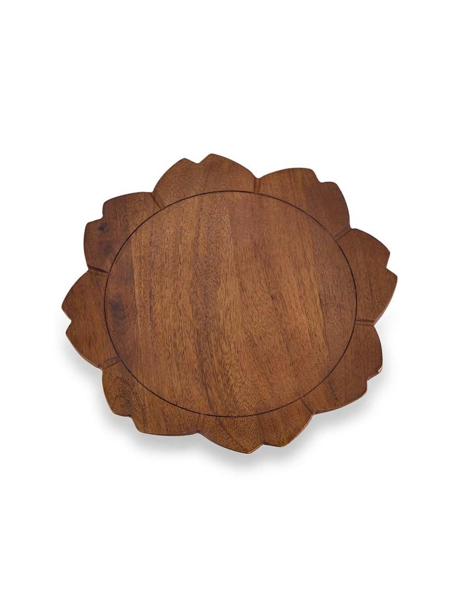 Fabindia Arali Brown Wood Platter With Stand