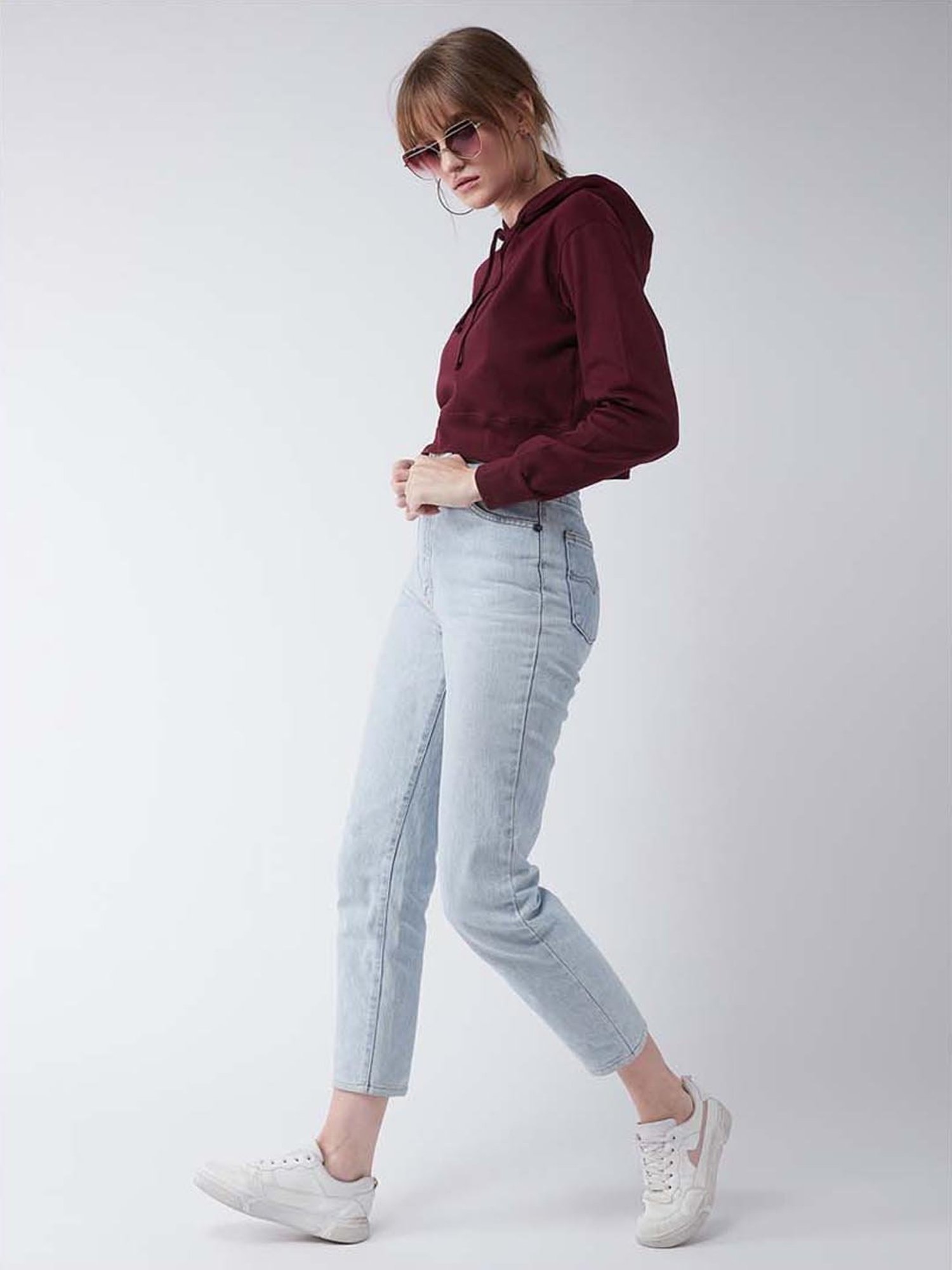 Miss Chase Maroon Cotton Hoodie