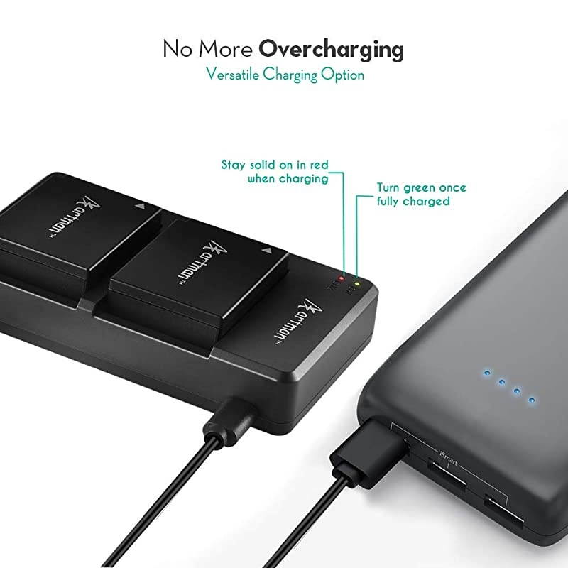 2Pack NPW126 NPW126S Batteries and Dual USB Charger for Fuji XT3 XT2 XT1XA5 XE3 XE2 XE1 X100F XH1 XM1 XPro2 XPro1 XT20 XT10MicroUSB Port1400mAh
