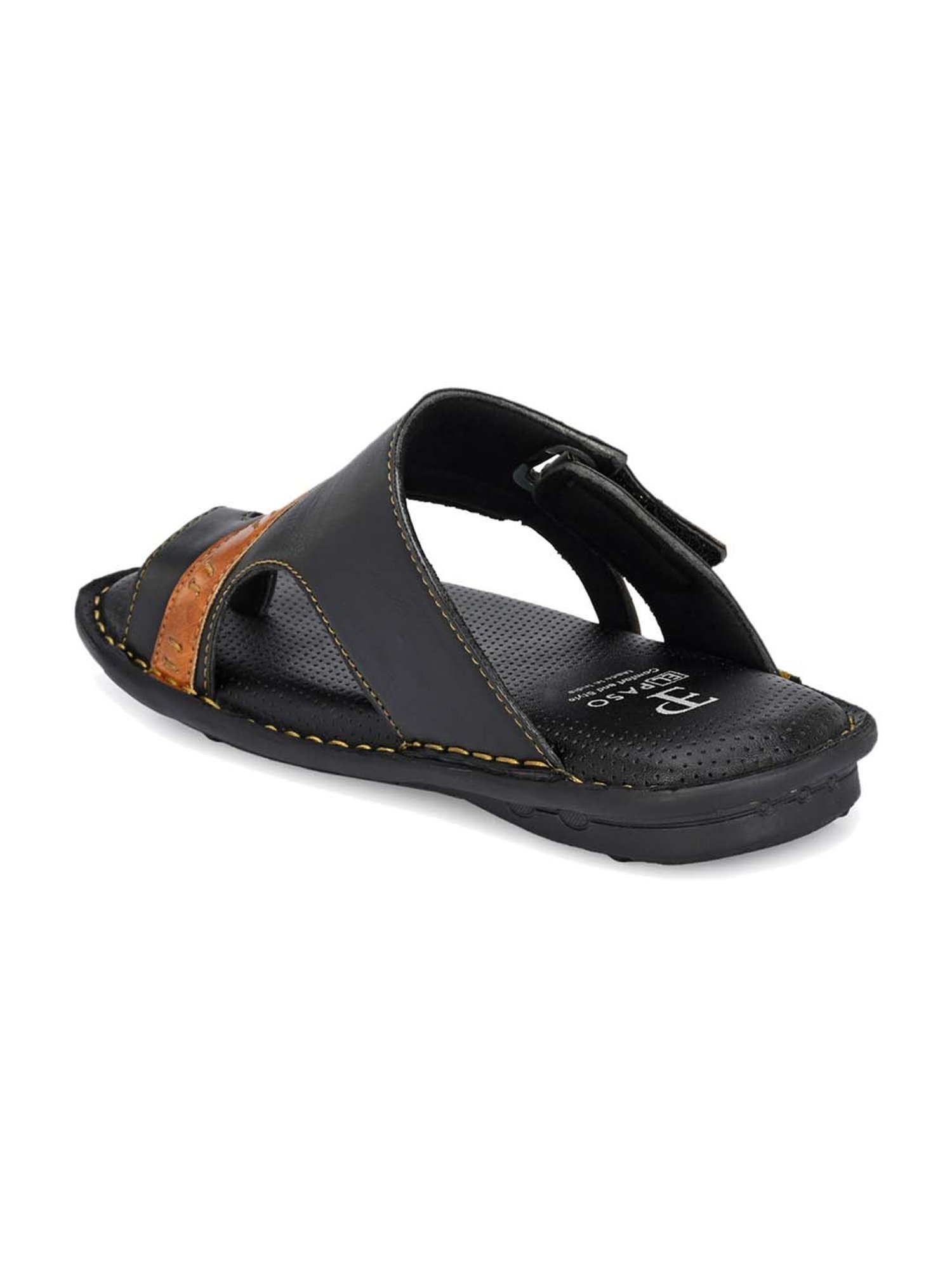 El Paso Men's Black Toe Ring Sandals