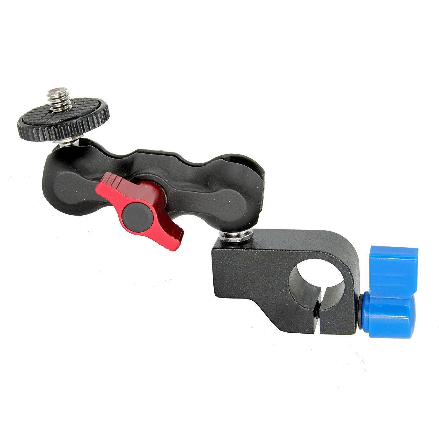 Mini 360 degree swivel 1/4" Mount for 15mm rod with 4 lb load capacity