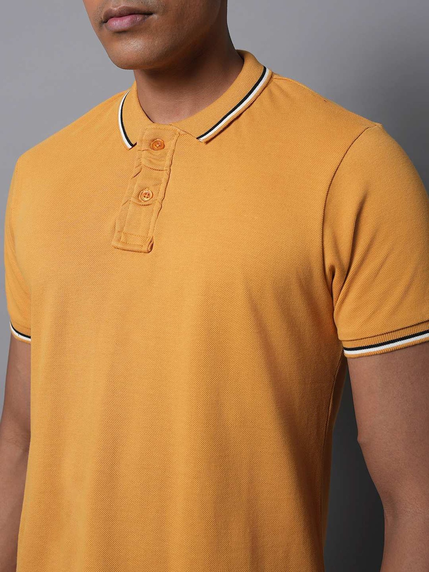 High Star Yellow Cotton Relaxed Fit Polo T-Shirt
