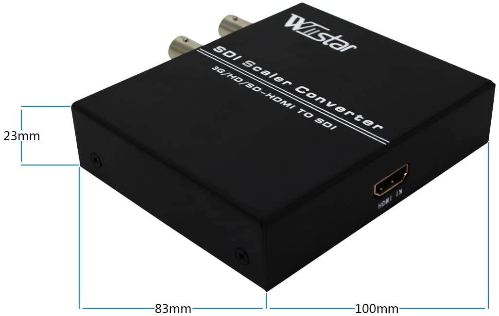Wiistar HDMI to SDI Converter 3G HD SD-HDMI to SDI with Dual SDI Output Support Upscaler to 1080P for Monitors Home Theater