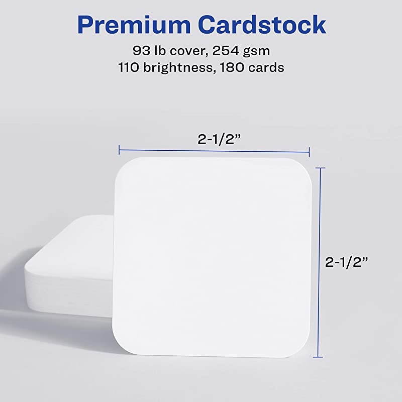 Square Cards with Rounded Edges 25 x 25 Clean Edge Inkjet 180 Cards 35702