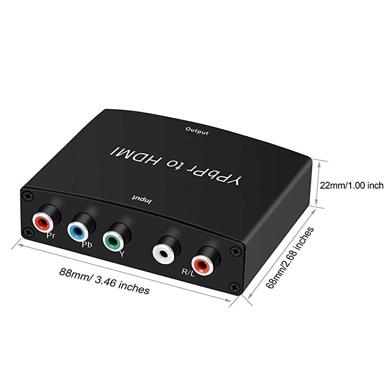 5RCA RGB YPbPr Component to HDMI Converter Adapter,Component YPbPr Input HDMI Output 1080P Support PS3, DVD, Xbox 360 to HDTV, Monitor and Projector