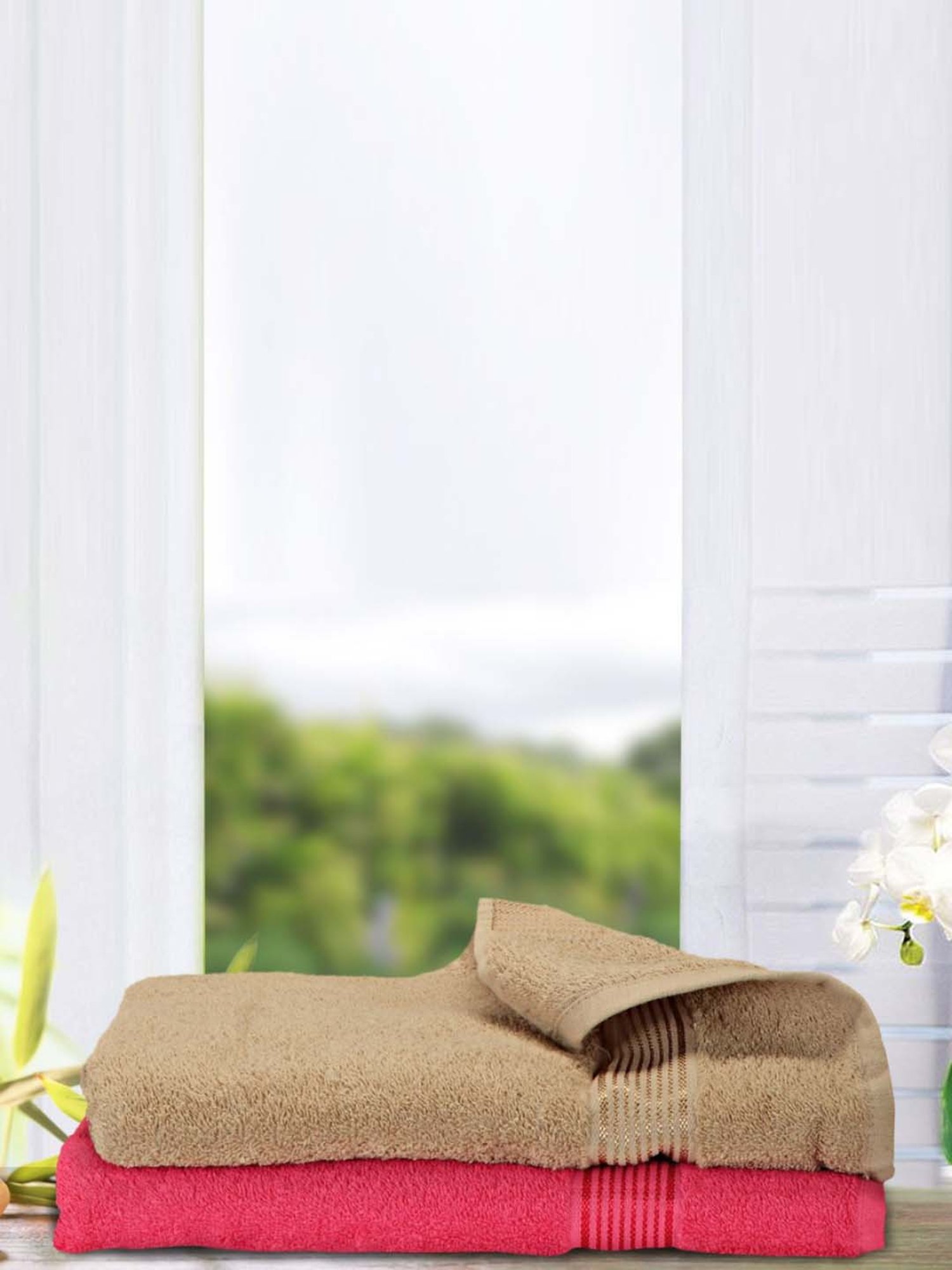 LORENA 100% Cotton Super-Soft Terry Towels -2pc Bath Towel (d`ross) solid-multi