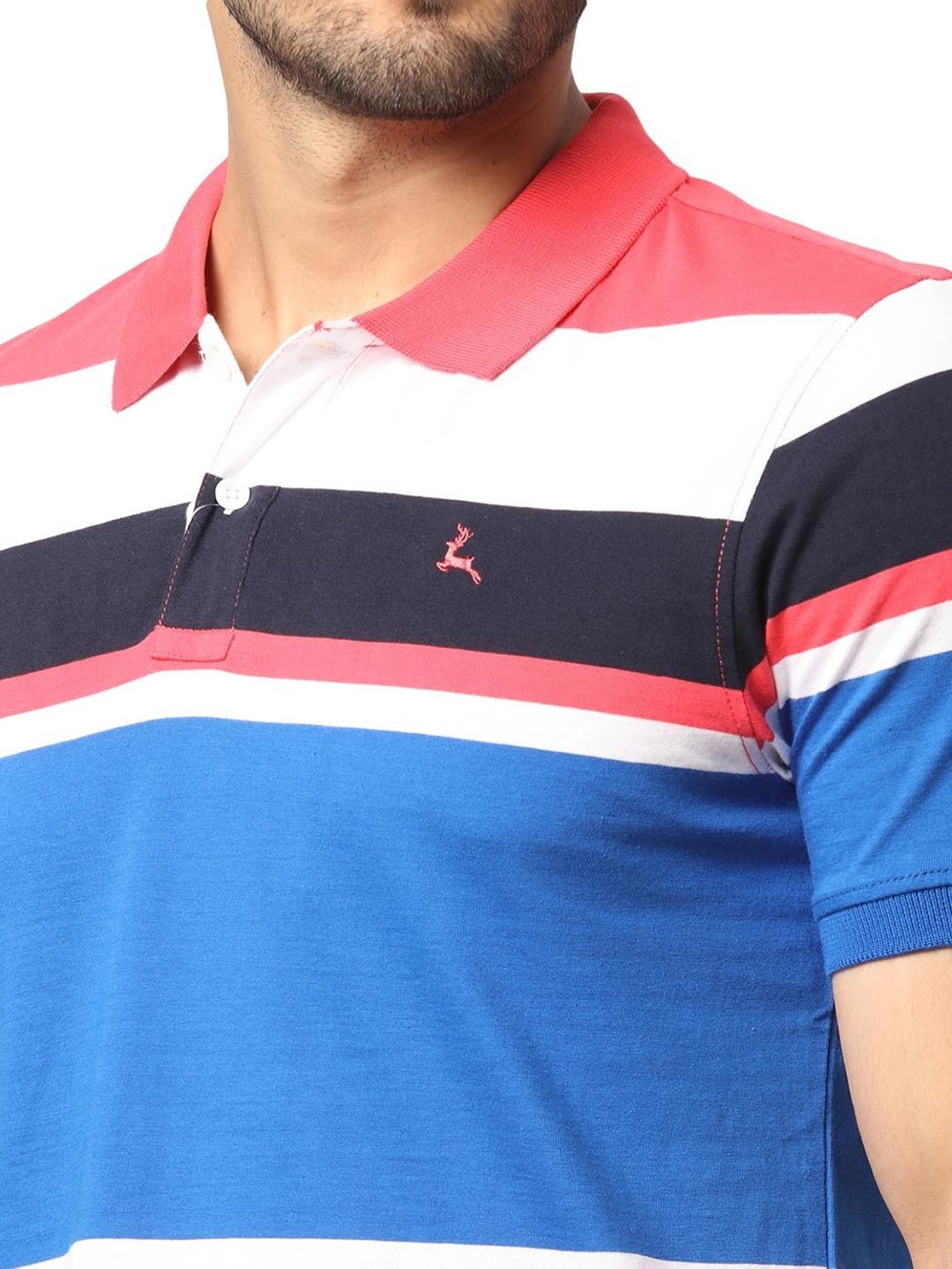 Parx Multicolor Regular Fit Striped Polo T-Shirt