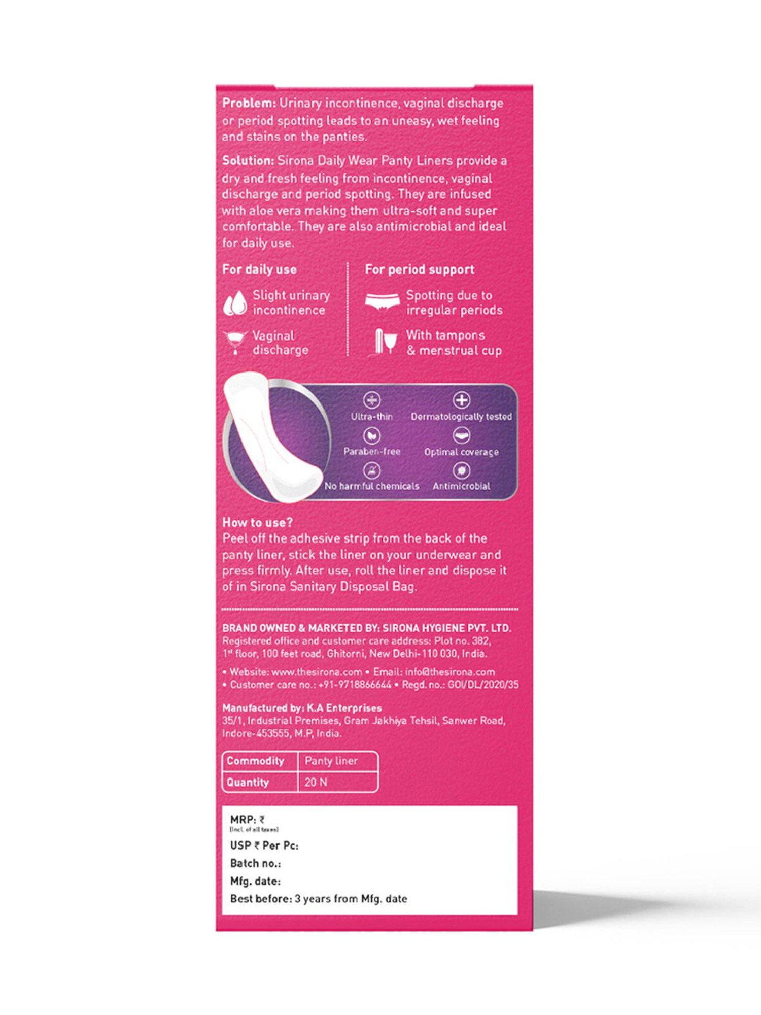 Sirona Daily Wear Panty Liners Large - Set of 2