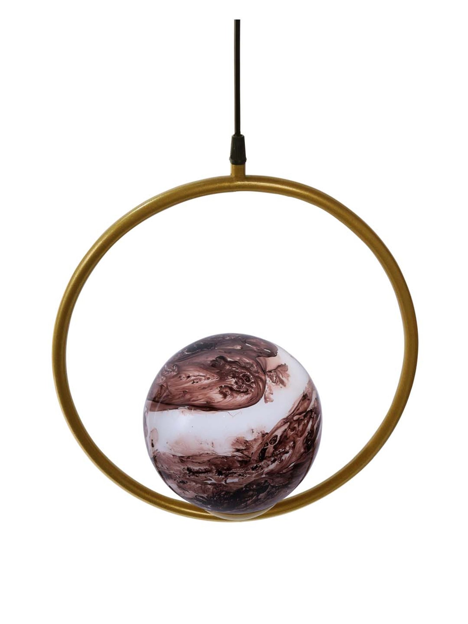 Homesake Exclusive Brown & Golden Metal Round Lampshade with Pendant Indoor Hanging Light - Set of 1