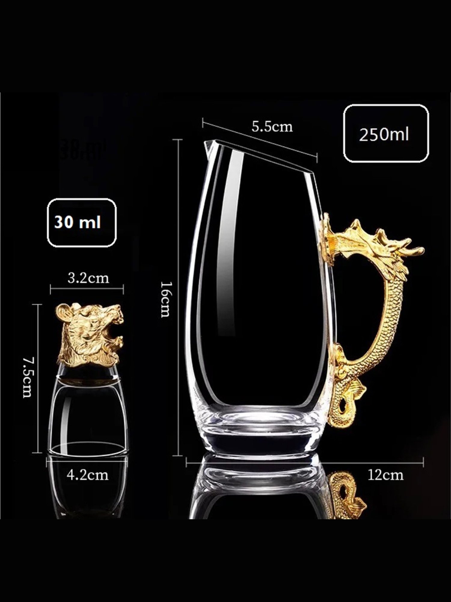 Melbify Zodiac Set Transparent Glass Shot Glasses(30 ml) & Dispenser(250 ml) - Set of 12
