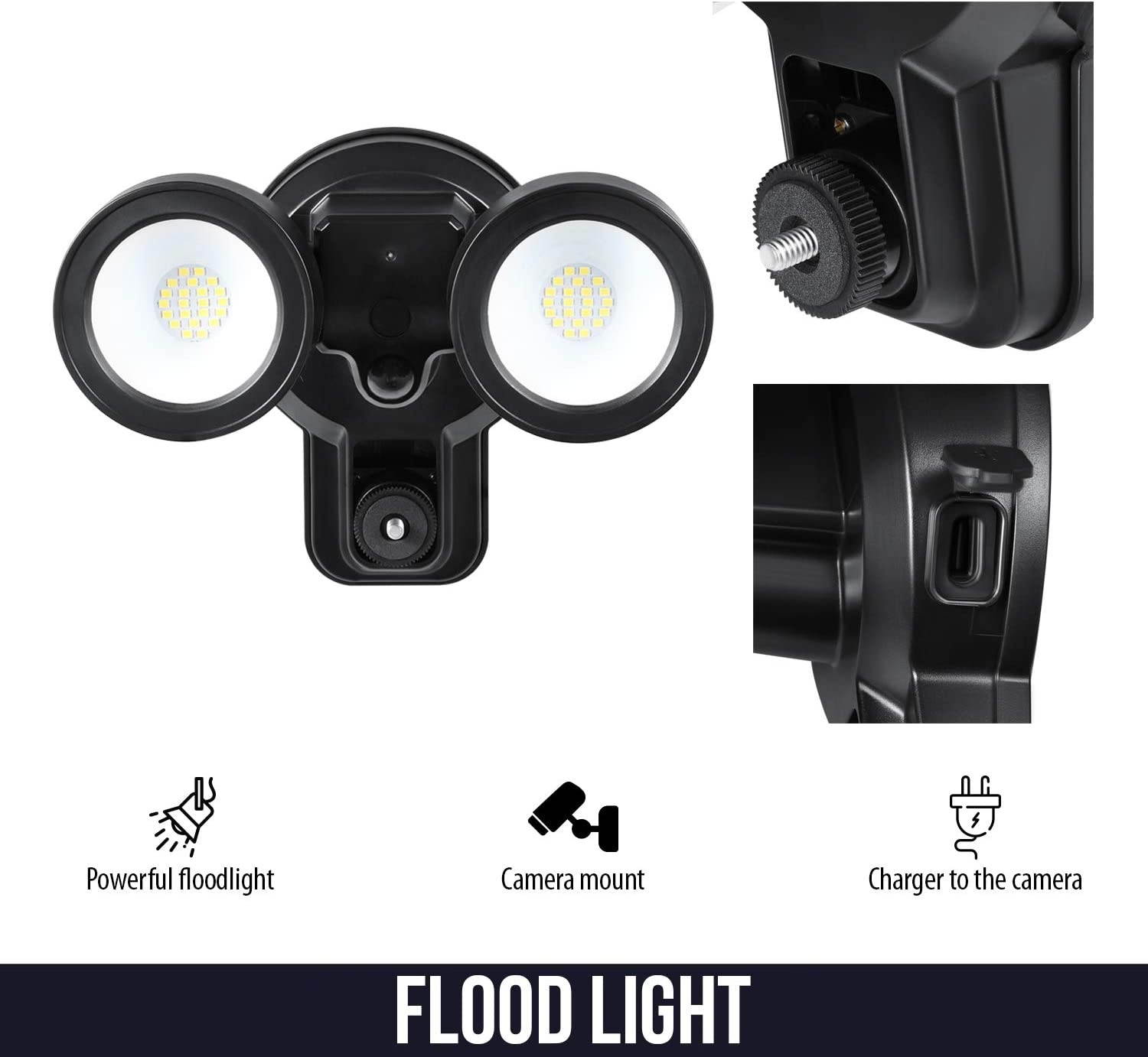 Blink Outdoor with Floodlight Charger Mount Bundle (Black, 2 Pack)