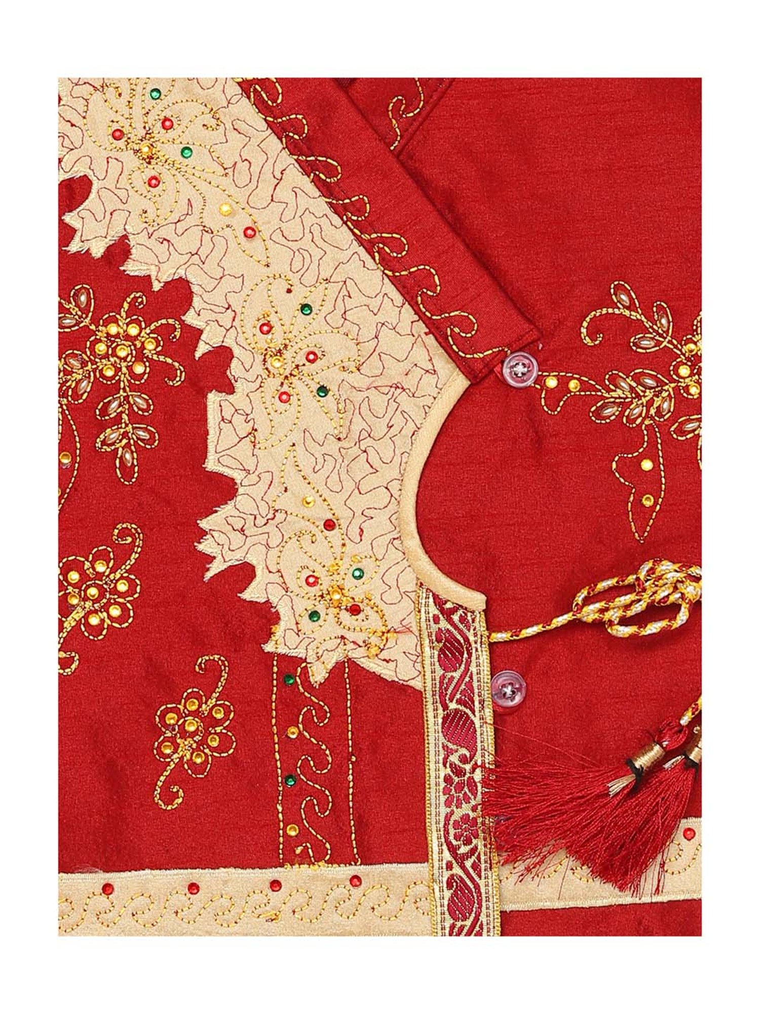 VASTRAMAY Kids Maroon Embroidered Kurta Set