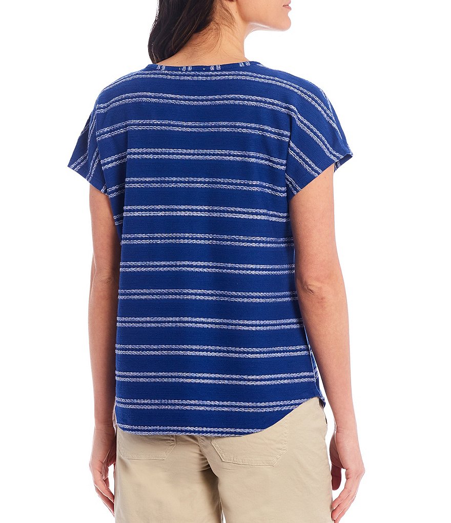 Westbound Short Sleeve Textured V-Neck Top