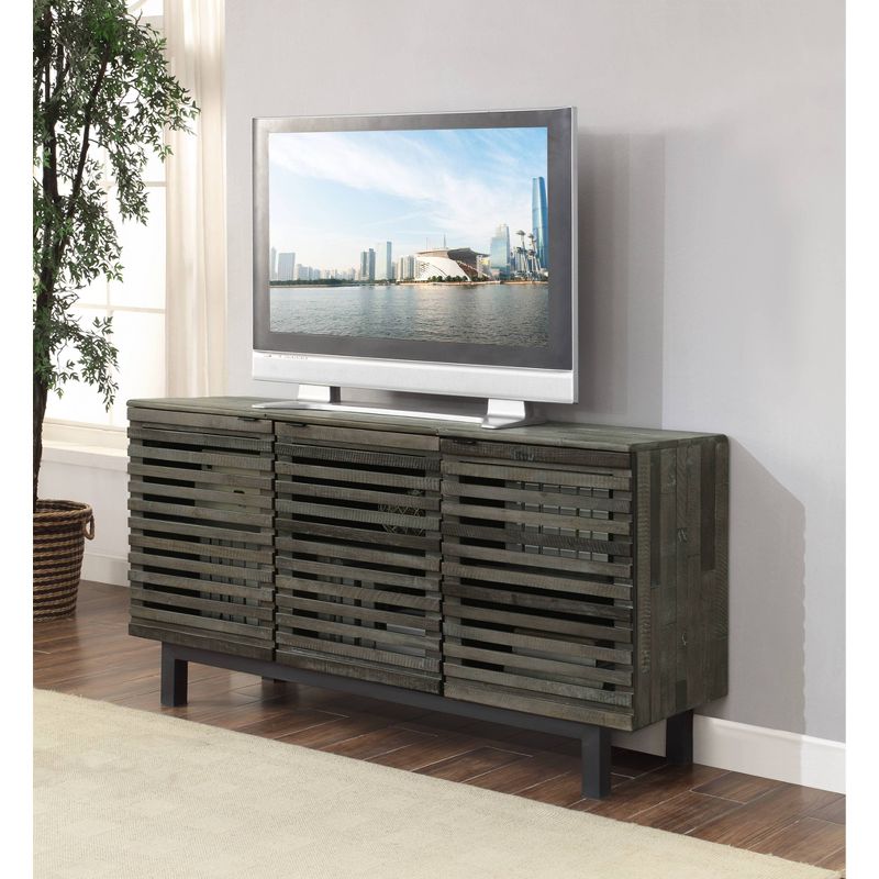Rosemark 3 Door Media Credenza TV Stand for TVs up to 66" Gray - Treasure Trove Accents