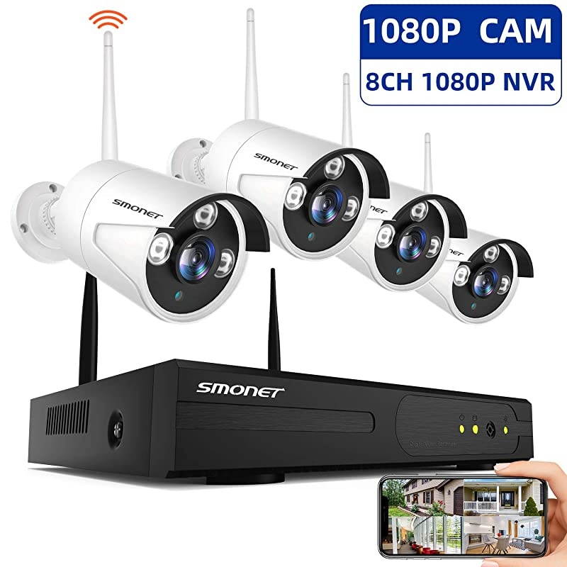 2021  Wireless Security Camera Systems,8-Channel Full HD1080P Surveillance NVR Kits,4pcs 1080P(2.0 Megapixel) Indoor Outdoor WiFi IP Cameras,Night Vision Home Cameras,P2P,Free APP,NO Hard Drive